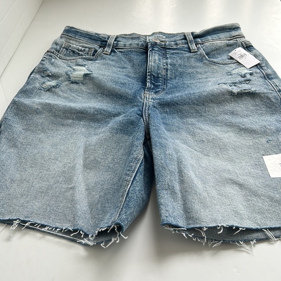 NWT Old Navy high waisted zip closure distressed faded blue 7” jean short cutoff - Picture 5 of 15